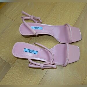 **Prada Bow Detail Sandals - Blush Pink Patent - Worn Just Once - Size 37.5**